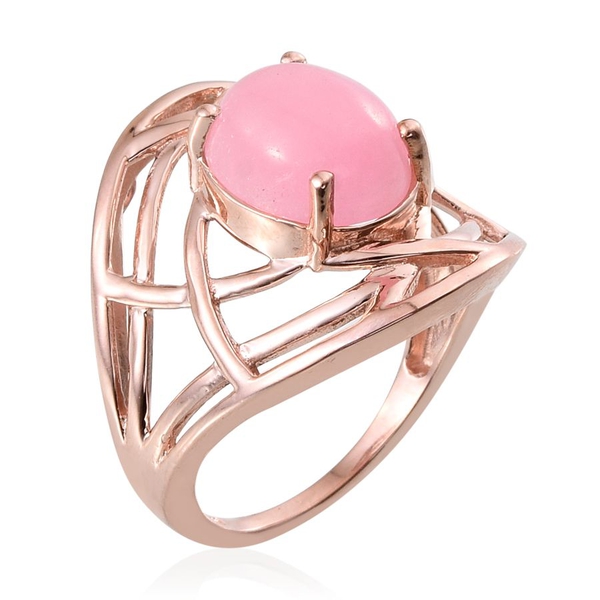 Pink Jade (Ovl) Solitaire Ring in Rose Gold Overlay Sterling Silver 5.500 Ct.