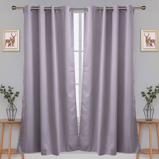 2 Piece Set - Blackout Curtains with Metal Eyelets (Size 140x240cm/Curtain) - Grey