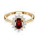 Mozambique Garnet and Natural Cambodian Zircon Ring in 14K Gold Overlay Sterling Silver 1.36 Ct.
