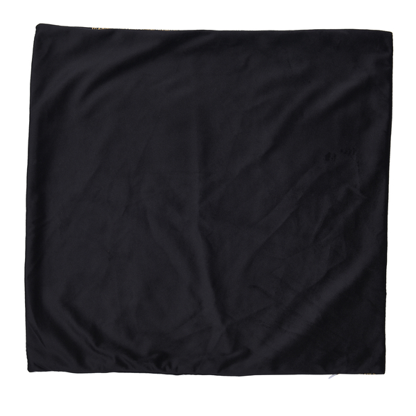 Set of 2 - Leaf Pattern Velvet Cushion Cover (Size 45 Cm) - Black & Gold