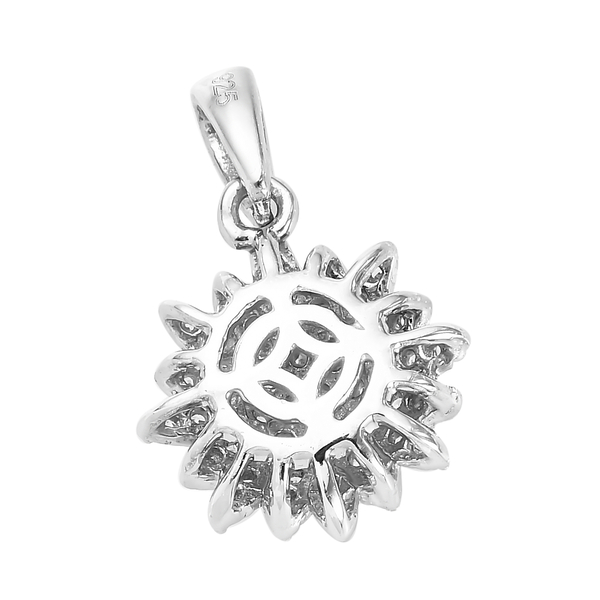 Lustro Stella Sterling Silver Floral Pendant Made with Finest CZ