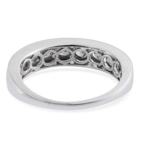 Lustro Stella - Platinum Overlay Sterling Silver (Rnd) Half Eternity Band Ring Made with Finest CZ 1.890 Ct.