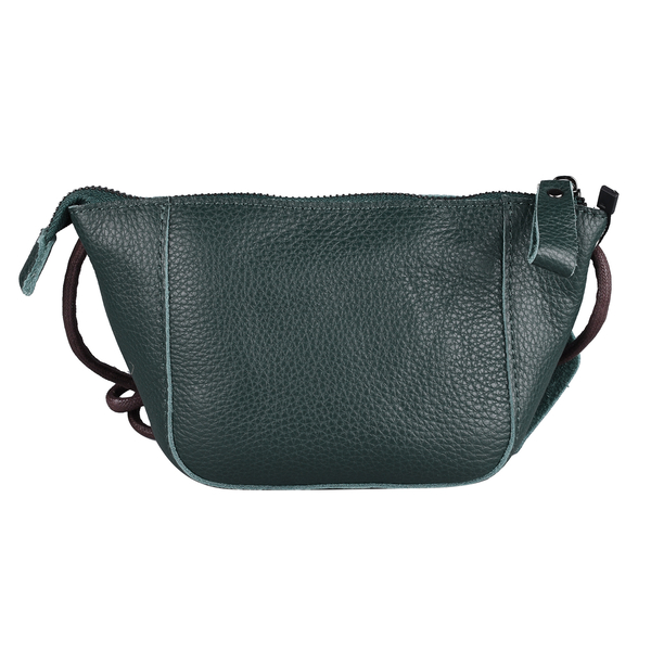 Genuine Leather Middle Size Crossbody Bag - Green