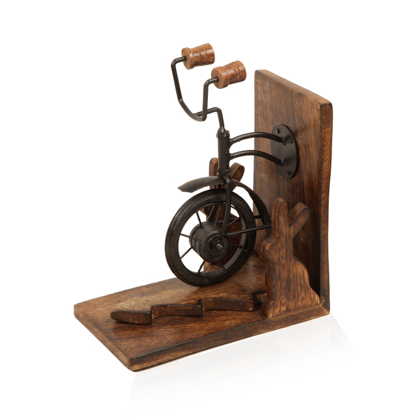 (Option 1) Home Decor - Bicycle Design Bookend (Size 17x10 Cm)