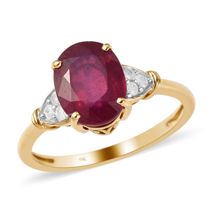 9K Yellow Gold AA African Ruby and Diamond Ring 2.40 Ct.