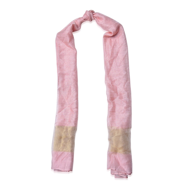 Pink and Golden Colour Scarf (Size 180x70 Cm)