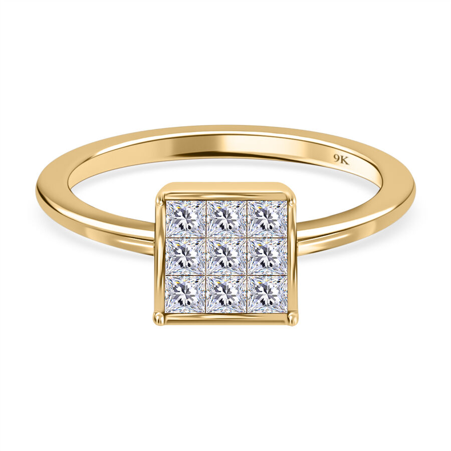 9K Yellow Gold SGL CERTIFIED Diamond (I3-G-H) Ring 0.50 Ct
