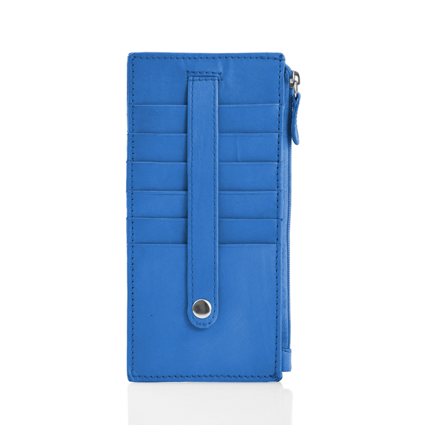 Genuine Leather RFID Blocker Blue Colour Ladies Wallet