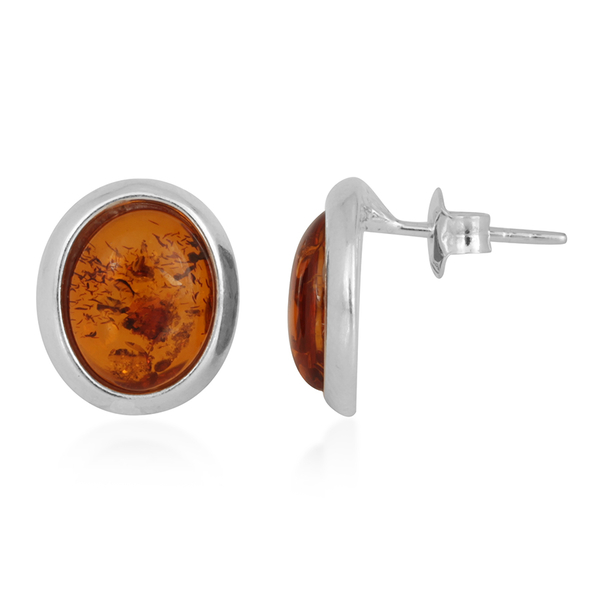 Baltic Amber (Ovl) Earrings in Sterling Silver