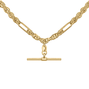 Hatton Garden Close Out Deal-  9K Yellow Gold Figaro - Paperclip Rope Necklace With T - Bar (Size 20