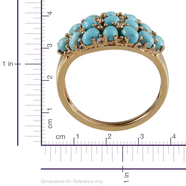 Arizona Sleeping Beauty Turquoise (Ovl), White Topaz Ring in 14K Gold Overlay Sterling Silver 2.700 Ct.