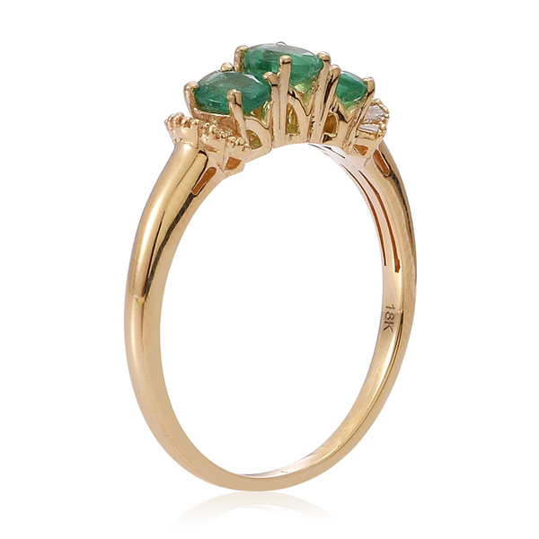 ILIANA 18K Y Gold Kagem Zambian Emerald (Ovl), Diamond Ring 1.150 Ct.