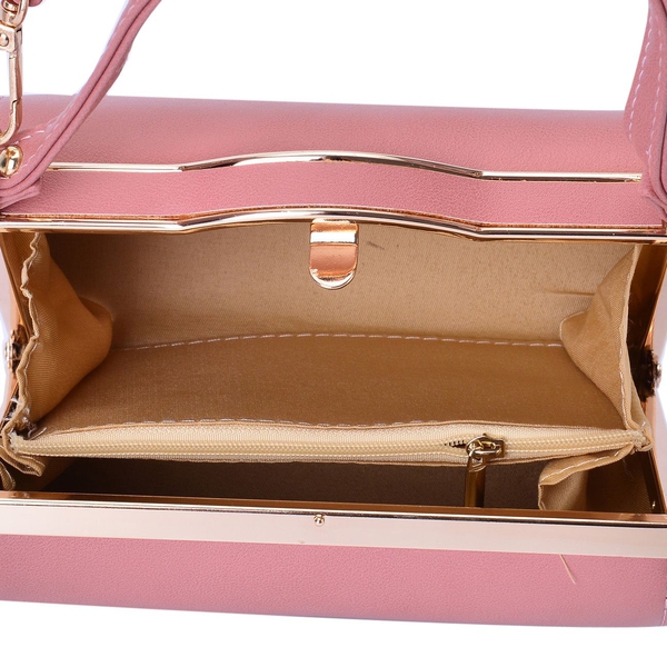 Dusky Pink Colour Clutch Bag With Adjustable and Removable Shoulder Strap (Size 18x12.5x10 Cm)