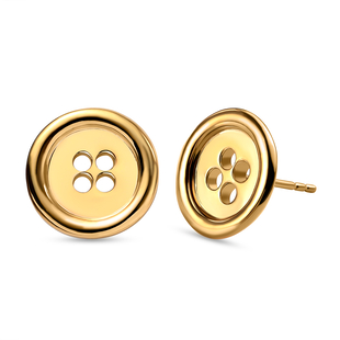 LucyQ Button Collection - 18K Vermeil Yellow Gold Overlay Sterling Silver Stud Earrings (With Push B