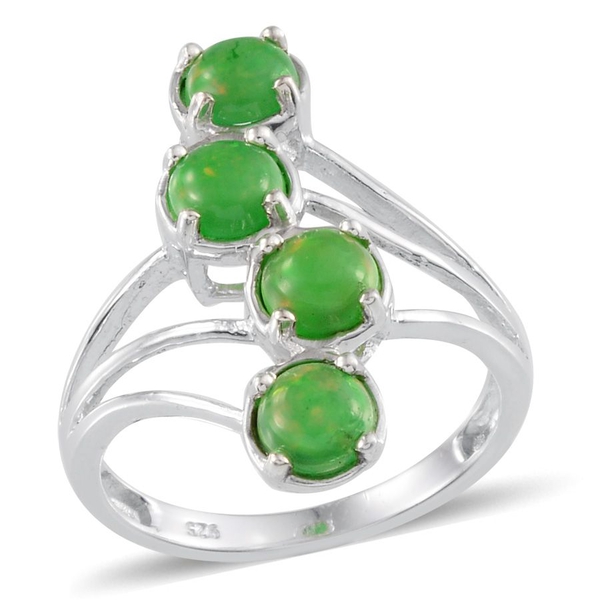 Green Ethiopian Opal (Rnd) Ring in Platinum Overlay Sterling Silver 1.400 Ct.