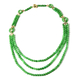 Green Jade Three Layer Beads Necklace (Size - 20) with Magnetic Lock in Yellow Gold Overlay Sterling