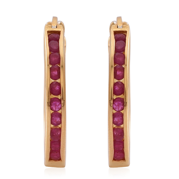 Ruby (Rnd) Earrings (with Clasp) in 14K Gold Overlay Sterling Silver 1.000 Ct.