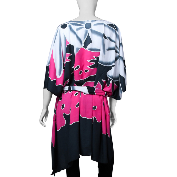 LA MAREY Bali Collection 100% Rayon Women Midi Dress (Free Size, Length 80Cm) - Pink and Grey