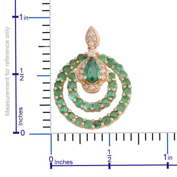 New York Close Out - 14K Yellow Gold AAA Premium Santa Terezinha Emerald (Pear and Rnd), Diamond (I1-I2/G-H) Earrings (with Push Back) 1.730 Ct.