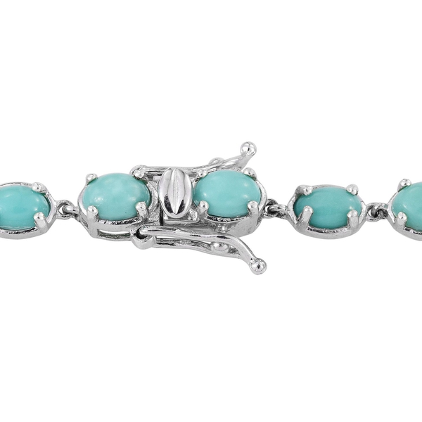 Sonoran Turquoise (Ovl) Bracelet (Size 8) in Platinum Overlay Sterling Silver 9.500 Ct.