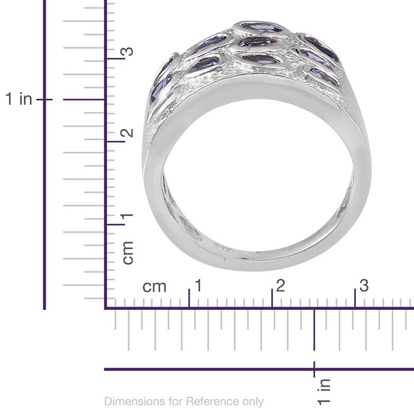 Tanzanite (Pear) Ring in Platinum Overlay Sterling Silver 2.000 Ct.