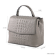 SENCILLEZ 100% Genuine Leather Croc Embossed Convertible Bag with Long Strap (Size 29x23x13 Cm) - Light Grey