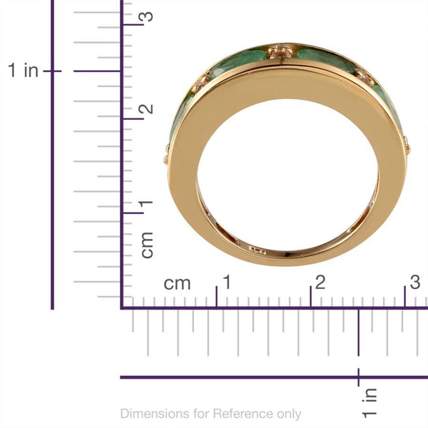 Kagem Zambian Emerald (Ovl), White Topaz Half Eternity Band Ring in 14K Gold Overlay Sterling Silver 2.150 Ct.