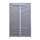 Multi Purpose- Collapsible Wardrobe with Zippered Door and Outdoor Pocket - Silver & Grey