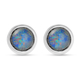 Australian Boulder Opal Stud Earrings (with Push Back) in Rhodium Overlay Sterling Silver