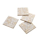 Set of 4 Small MDF Coasters with MOP (Size 10 Cm) - Cream & Ivory