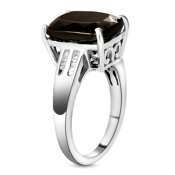 Elite Shungite and Diamond Ring in Platinum Overlay Sterling Silver 3.33 Ct.