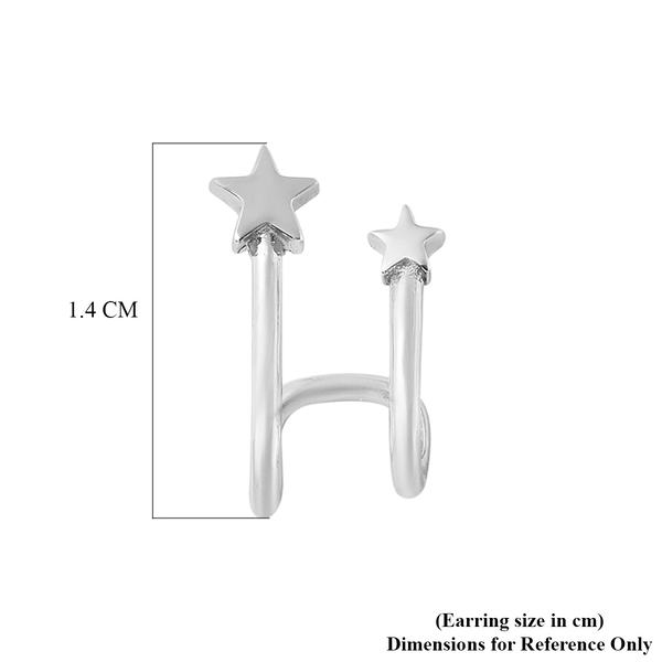 Platinum Overlay Sterling Silver Star Stud Earrings (with Push Back)
