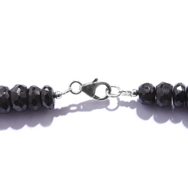 Faceted Boi Ploi Black Spinel (Rnd 6-10 mm) Graduated Necklace (Size 18) in Sterling Silver 460.00 Ct.