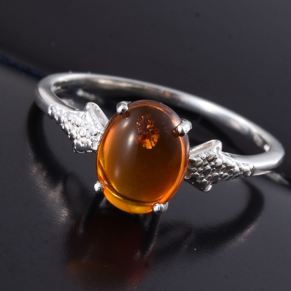 One Time Deal-Baltic Amber (Oval 10x8 mm) Solitaire Ring in Sterling Silver