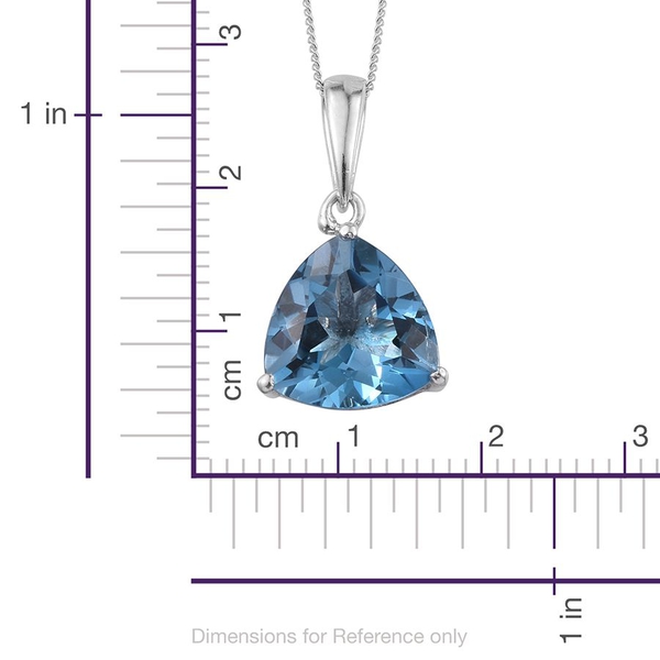 London Blue Topaz (Trl) Solitaire Pendant With Chain in Platinum Overlay Sterling Silver 6.750 Ct.