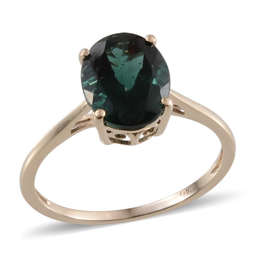9K Y Gold Ocean Blue Apatite (Ovl) Solitaire Ring 2.750 Ct.