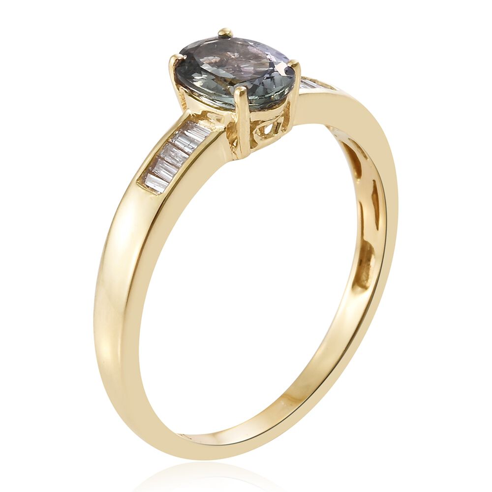 Limited Available-14K Yellow Gold Bi Colour Tanzanite (Ovl 1.02 Ct), Diamond (I2-I3/G-H) Ring 1.150 Ct.