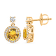 18K Yellow Gold   Yellow Sapphire ,  White Diamond  Earring 2.40 ct,  Gold Wt. 3 Gms  2.400  Ct.