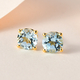 Sky Blue Topaz (Rnd) Stud Earrings (with Push Back) in 14K Gold Overlay Sterling Silver 2.99 Ct.