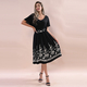 OTO - JOVIE Miss Collection Viscose Embroidered  Skirt - Black