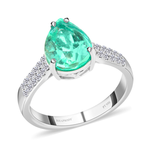 950 Platinum  AAAA  Colombian Emerald  White Diamond VS Ring 3.00 ct,  Platinum Wt. 5.93 Gms  3.000 