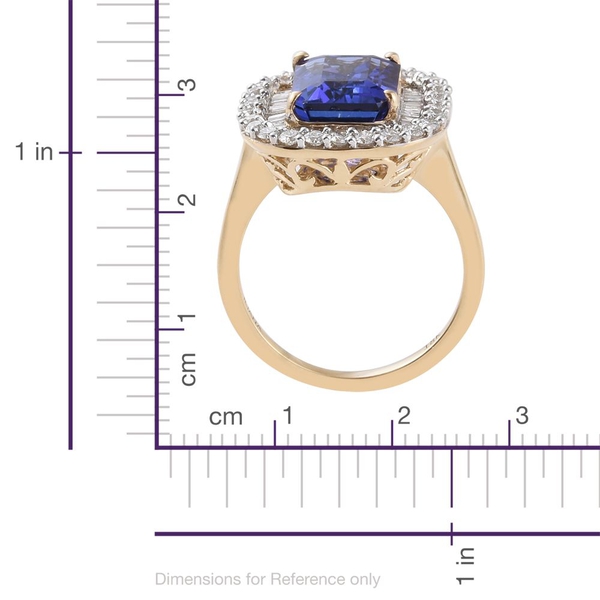 ILIANA 18K Yellow Gold 6.75 Carat AAAA Octagon Tanzanite Ring With Diamond SI G-H