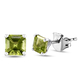 Arizona Peridot (Asscher Cut) Solitaire Stud Earrings (With Push Back) in Sterling Silver 1.38 Ct.