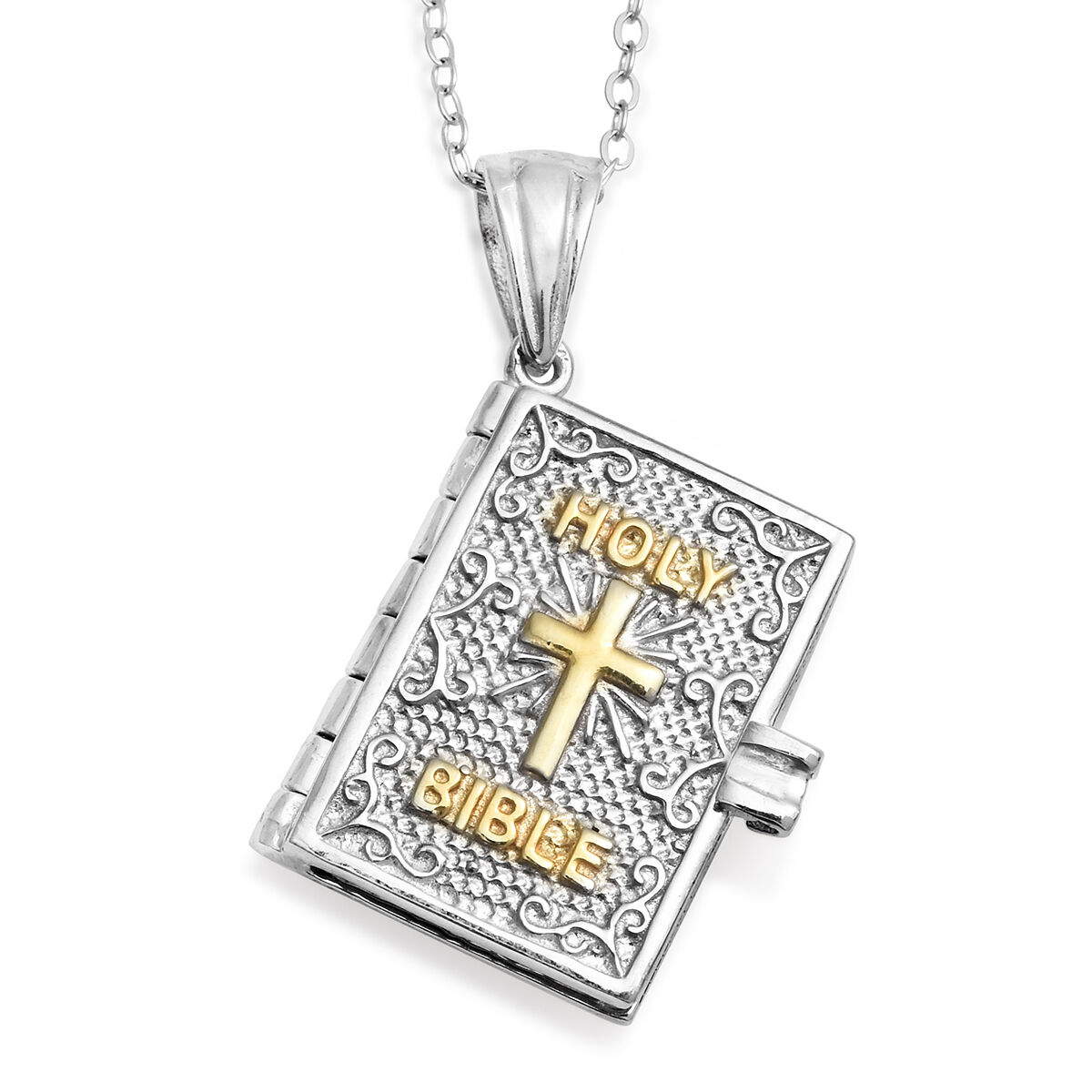 In Season Jewelry Cross Religious Holy Bible Photo Locket Remembrance Pendant Necklace 19 