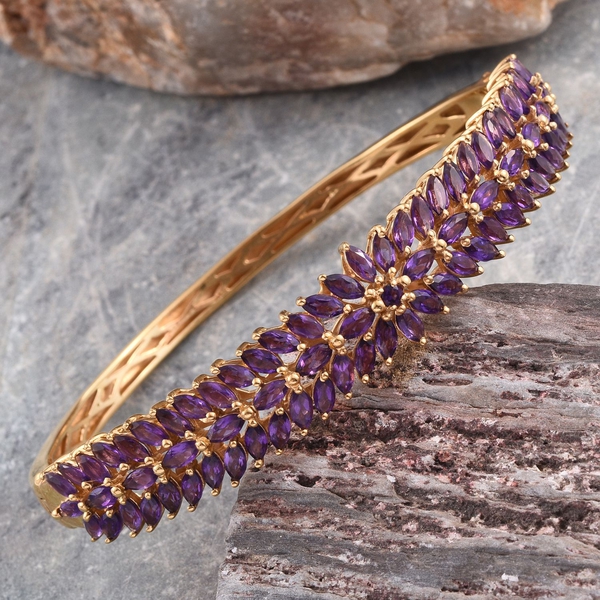 AA Lusaka Amethyst (Rnd) Bangle (Size 7.5) in 14K Gold Overlay Sterling Silver 11.250 Ct.