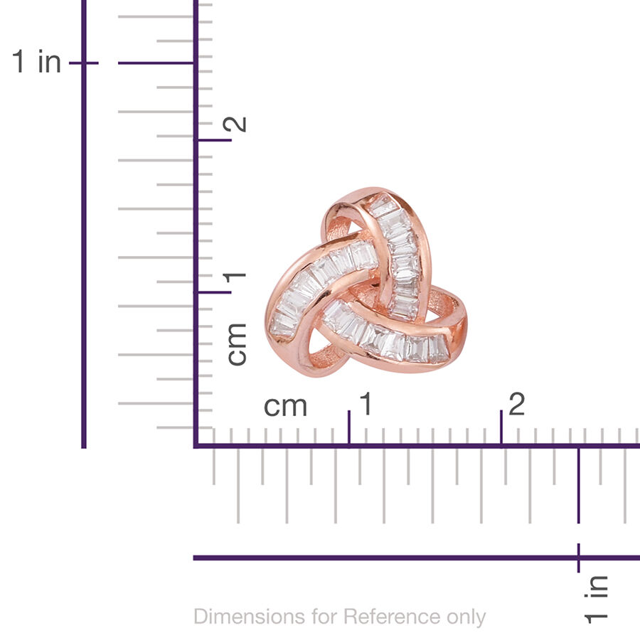 ELANZA AAA Simulated Diamond (Bgt) Triple Knot Stud Earrings (with Push Back) in 14K Rose Gold Overlay Sterling Silver