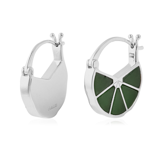 Isabella Liu Dance of Ginkgo - Green Jade Earrings (with Clasp) in Rhodium Overlay Sterling Silver 8