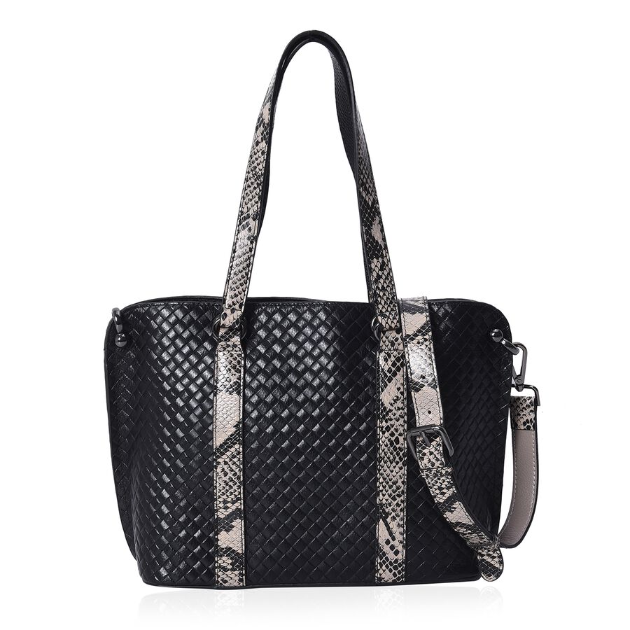 100% Genuine Leather Quilted Pattern Tote Bag with Detachable Shoulder Strap Size 29x11x24 Cm in ...