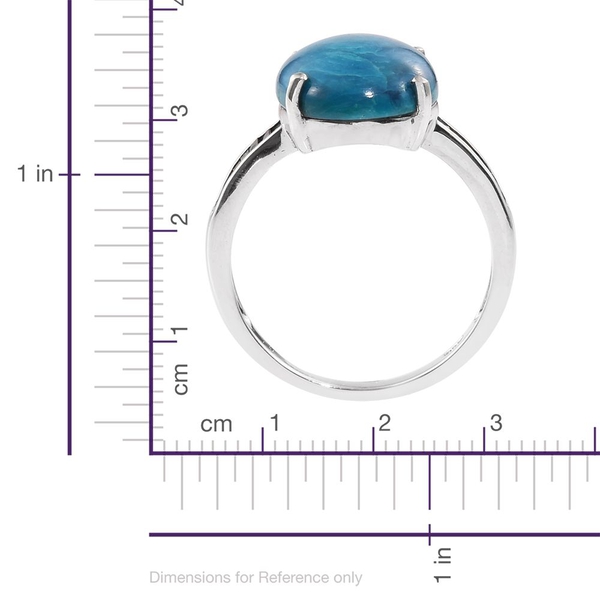 Natural Rare Opalina (Ovl 7.20 Ct), Blue Diamond Ring in Platinum Overlay Sterling Silver 7.500 Ct.