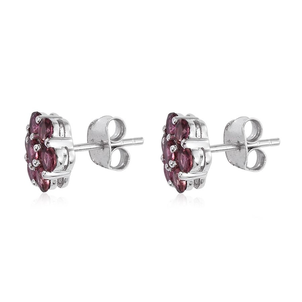 9K W Gold AA Pink Tourmaline (Rnd) Floral Stud Earrings (with Push Back) 1.500 Ct.
